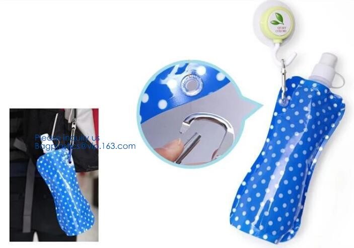 Solid Flexible Water Bottle Carabiner, Foldable Water Bottles Water Pouch Flexible - Reusable Travel Water Bottle