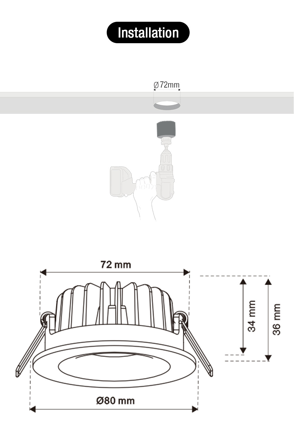 Dimmable IP54 Waterproof Bathroom LED Downlights 9W 3000K Practical