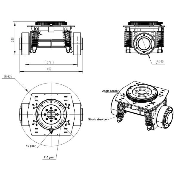 400w Motor Drive Differential Wheel Two Wheel Differential Drive For Agv Robot