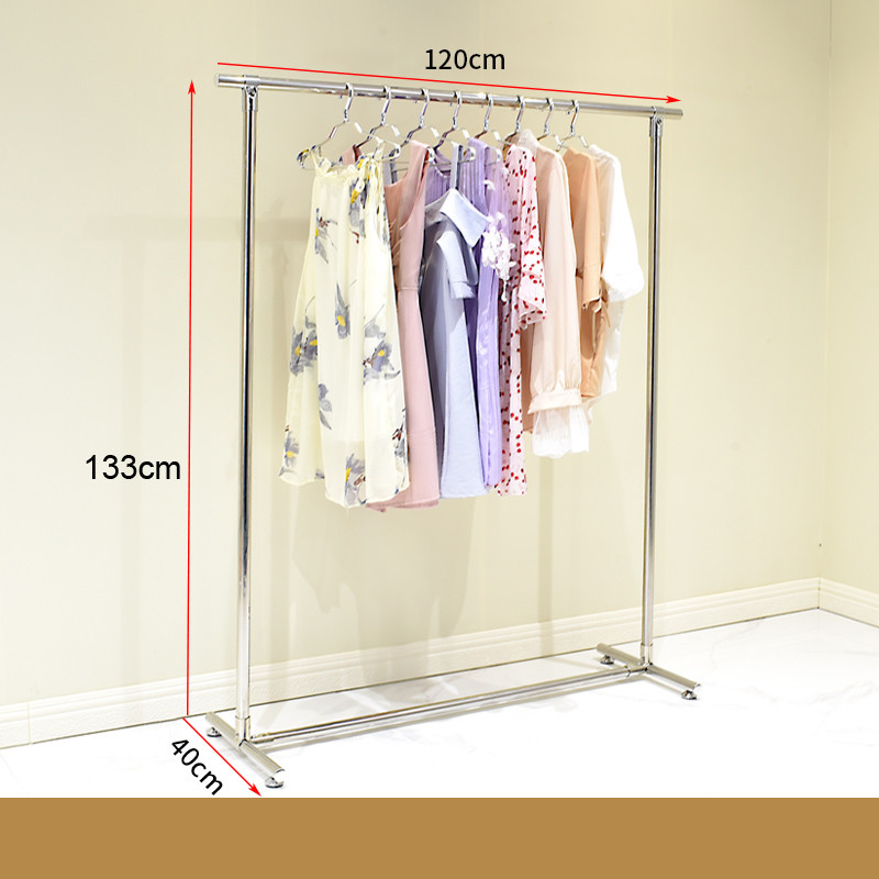 Industrial Single Pole Home Cloth Display Stand Stainless Steel Clothes Rack Easy Assembly