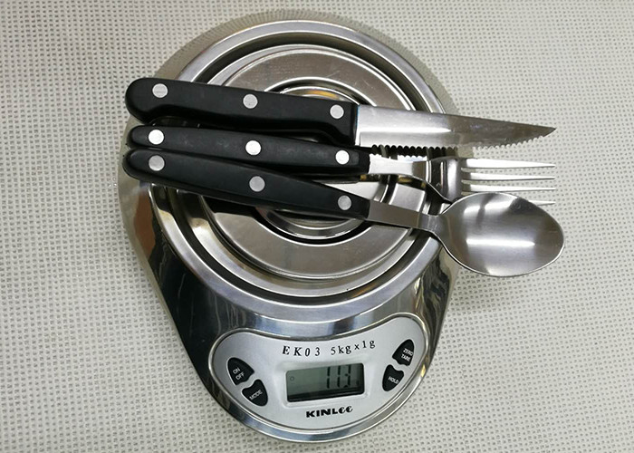 Plastic Handle Stainless Steel Flatware Sets of 3 Pieces Knife Fork and Spoon Length 20cm