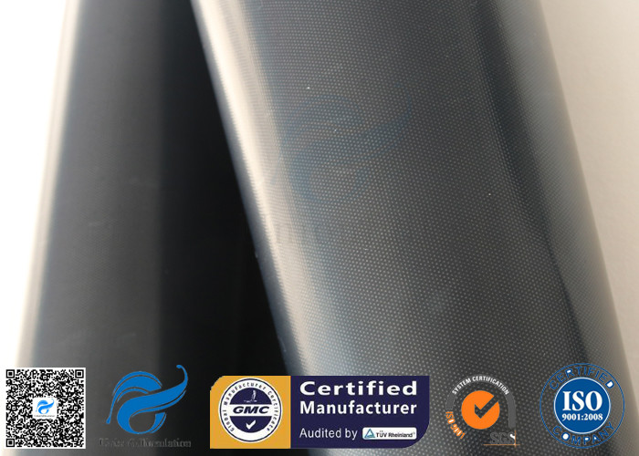 0.25mm Black PTFE Coated Fiberglass Fabric , Plain Weave Fiber Glass Cloth