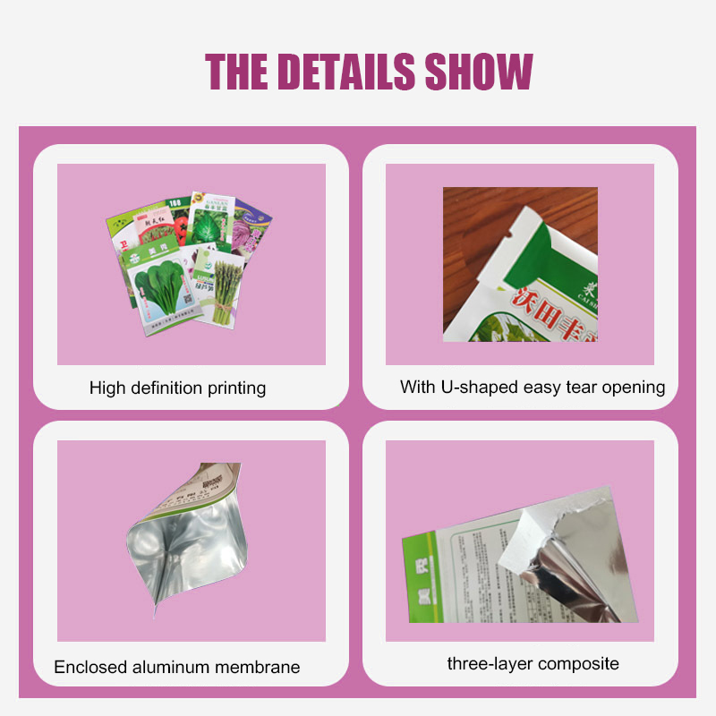 Gravure Printing 3 Side Seal Bag for Vegetable Plastic Fruit Agricultural Seed Packaging