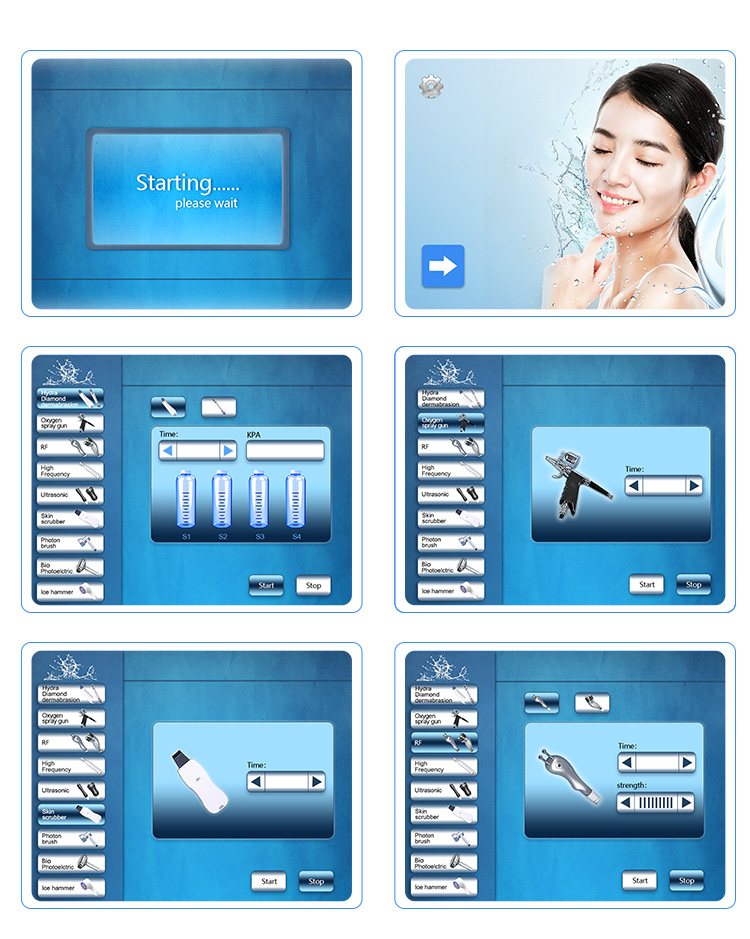 BIO RF Beauty Therapy Machine 15 Inch Cold Hammer Hydro Dermabrasion Device