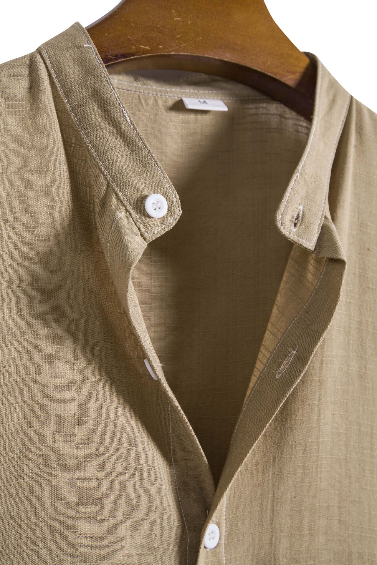 Short Sleeve Shirt Casual Men's V-Neck T-Shirt Oversized Flax Shaper Cooling 100% Cotton