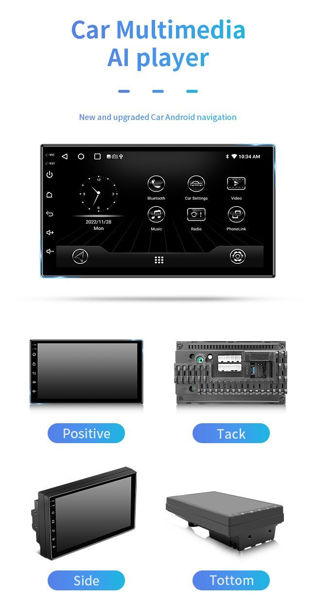 7 Inch Car Audio GPS Navigation Android 8 Core WIFI Carplayer 4GSIM