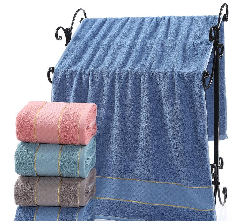 Highly Absorbent 32S Cotton Towel with Gold Edge and Solid Color Cut Pile Pattern