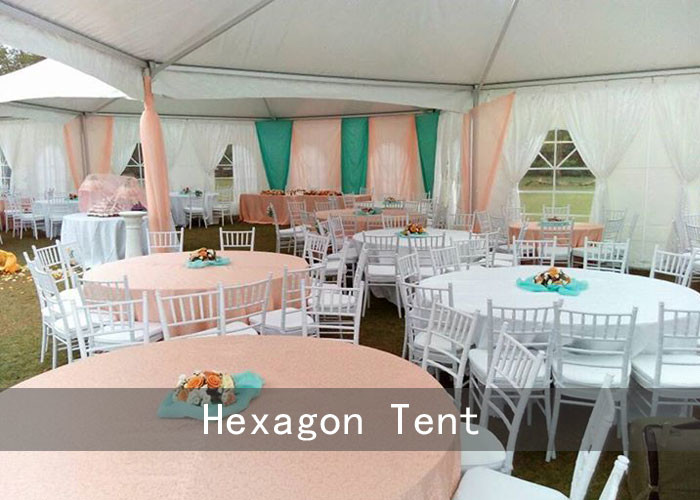 100 People Hexagon 6mx12m Pagoda Party Tent For Small Party