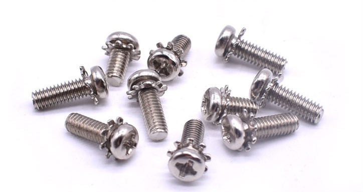 Stainless Steel Cross Recessed Pan Head Screw With External Tooth Lock Washer Assemblies Screws