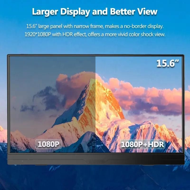 18.5" Travel Gaming External Touch Screen Monitor FHD IPS HDR Panel 300nit
