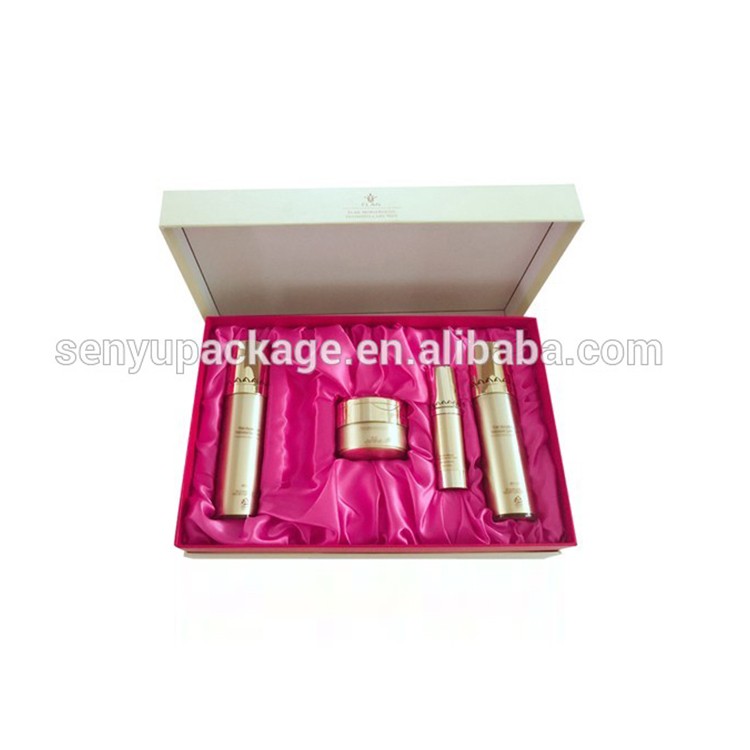 Luxury Custom Logo Book Shaped Magnetic Closure Cosmetic Folding Paper Gift Box with Satin