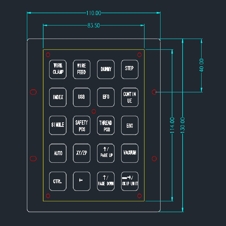 Wireless 20 Stretched Keys 4mm Industrial Numeric Keypad