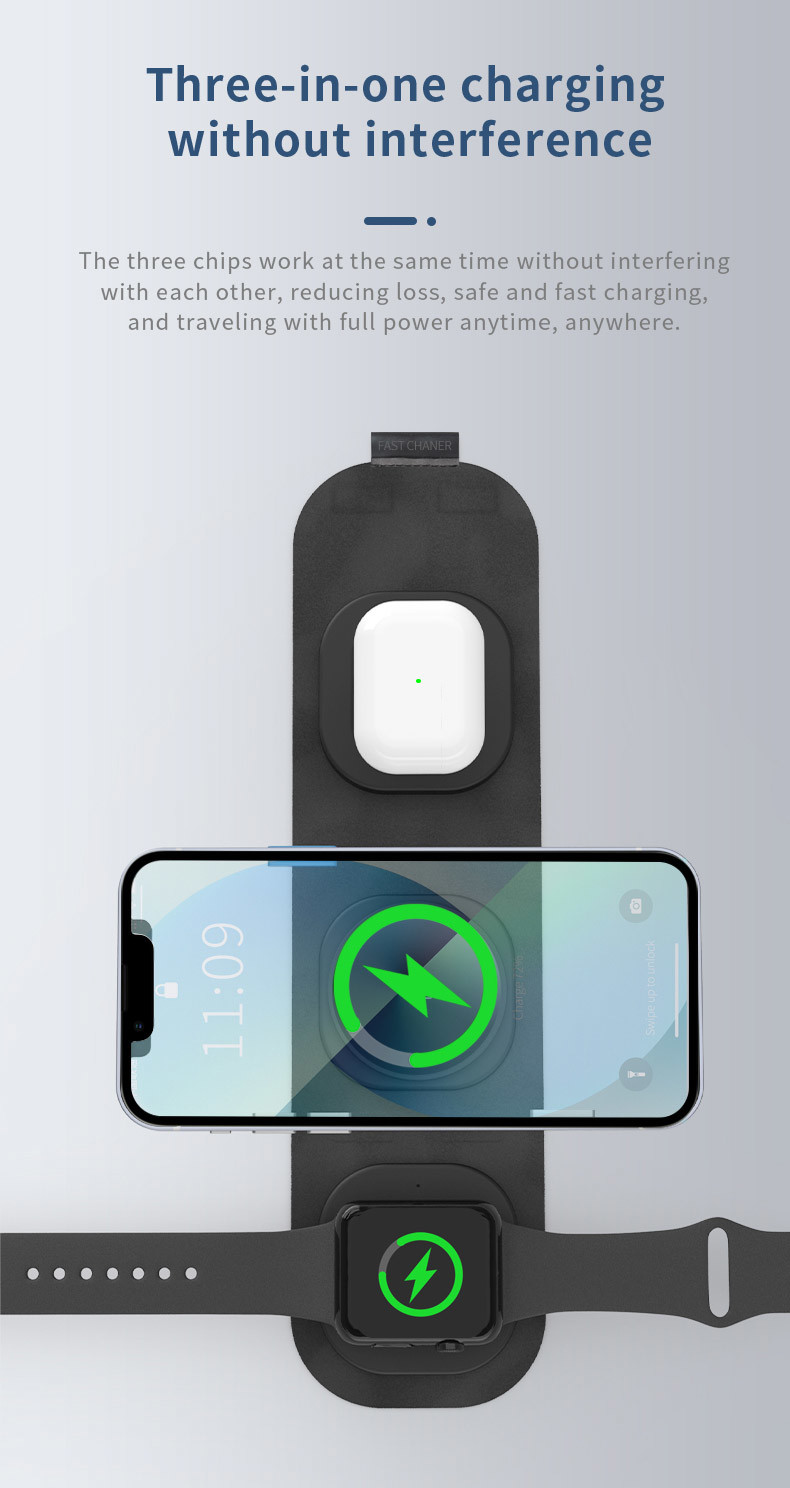 Custom Logo 10W Qi Wireless Charger Pad QC3.0 PD Wireless Station Phone Charger