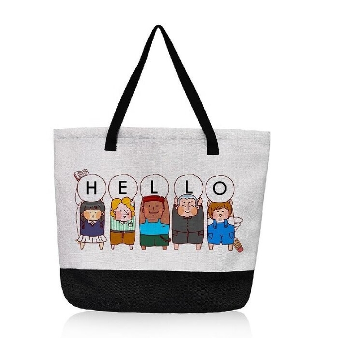 Personalized Large Capacity Eco Friendly Sublimation Linen Shoulder Tote Bag For Sublimation Photo Printing