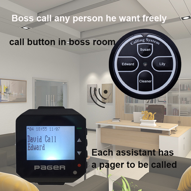 New trendy products customize wireless call button and wrist watch pager used for office staff calling