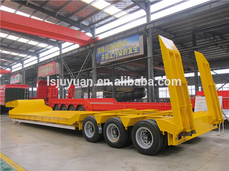 Mechanical/Air Suspension Low Flatbed Truck Trailer for Heavy Duty Equipment Transport