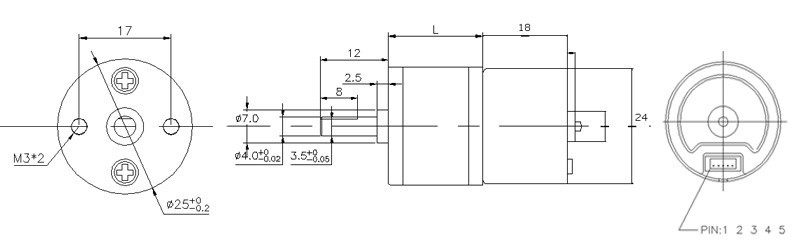 JGA25 2418 High Torque Brushless DC Motors 12v 50 Rpm Gear Motor