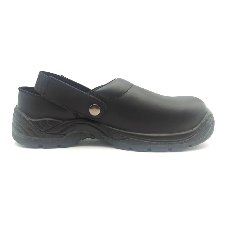Black Steel Toe Kitchen Shoes Unisex Restaurant Work Shoes Non Slip Clean Easy