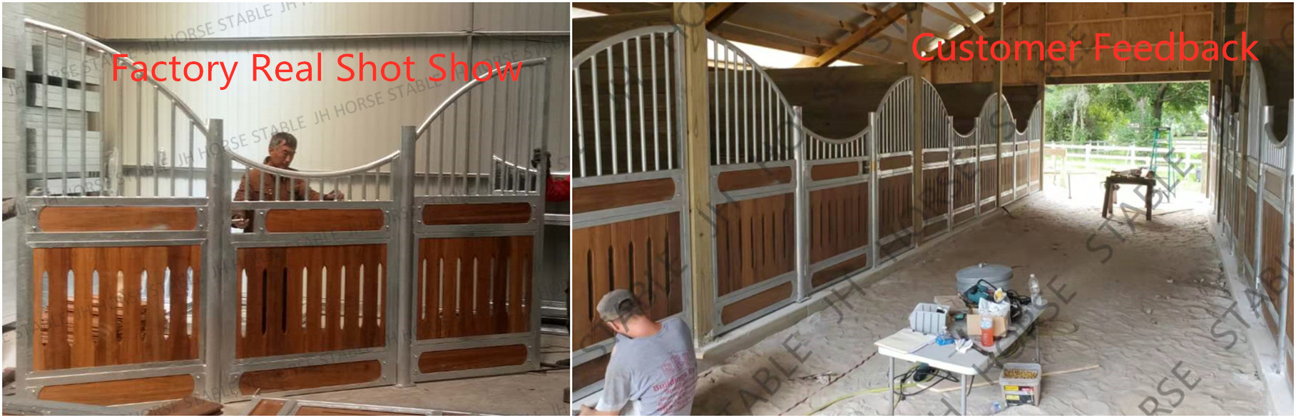 Hot Dip Galvanized Horse Stable Box Stall Fence Panel With Wood Board