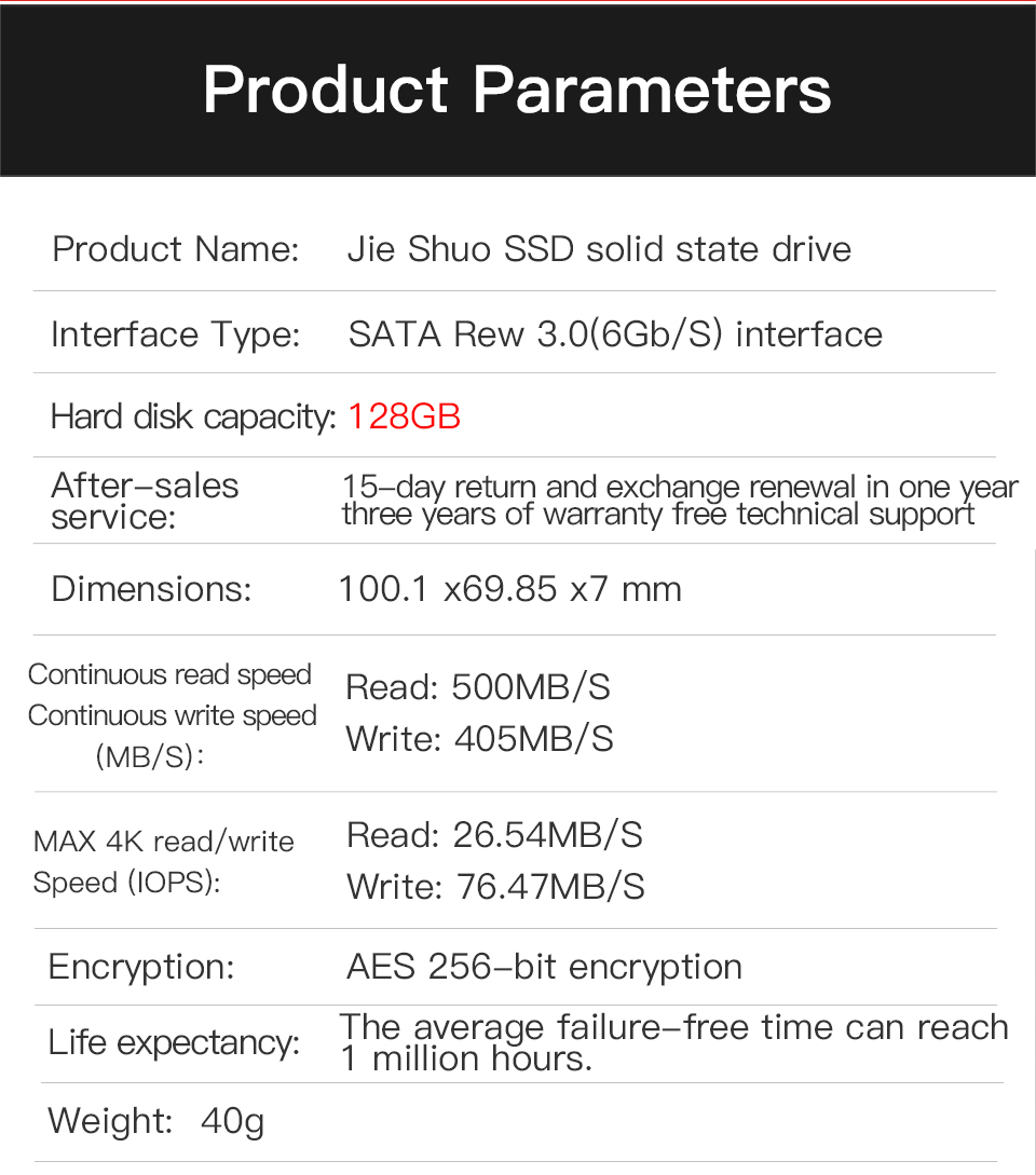 128GB SSD Solid State Drive