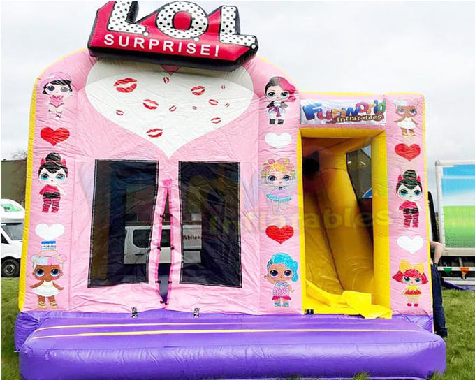 Kids Pink Jumping Combos Inflatable Bounce House For Hotel