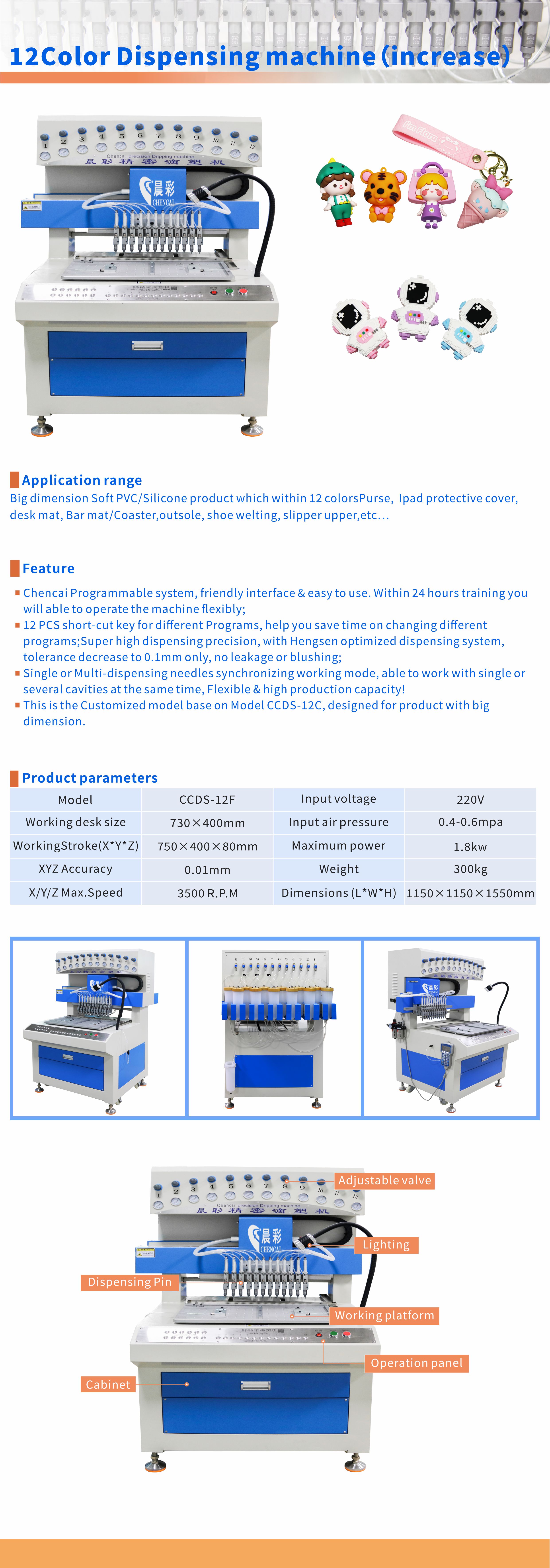 12 Colors Automatic Dripping Machine with High Safety Level and Advanced Technology