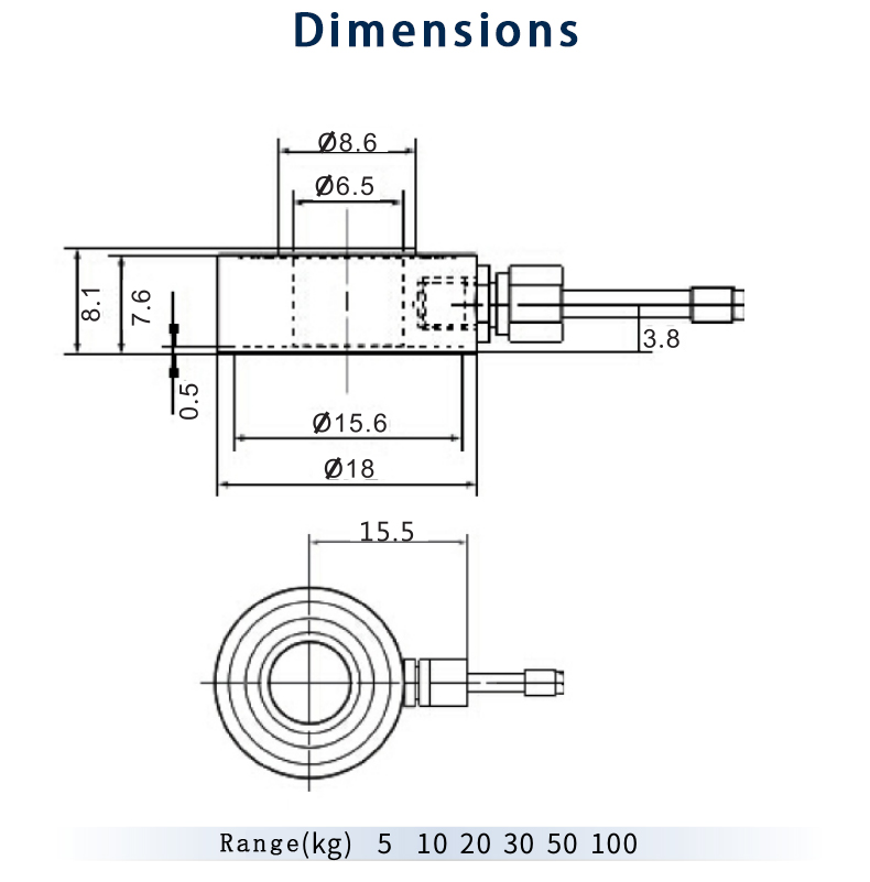 miniature through hole load cells 88mm loadcell donut load cell