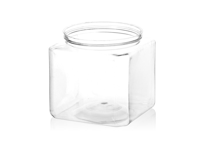 Transparent Food Grade Canister , Middle Size PET Plastic Cans