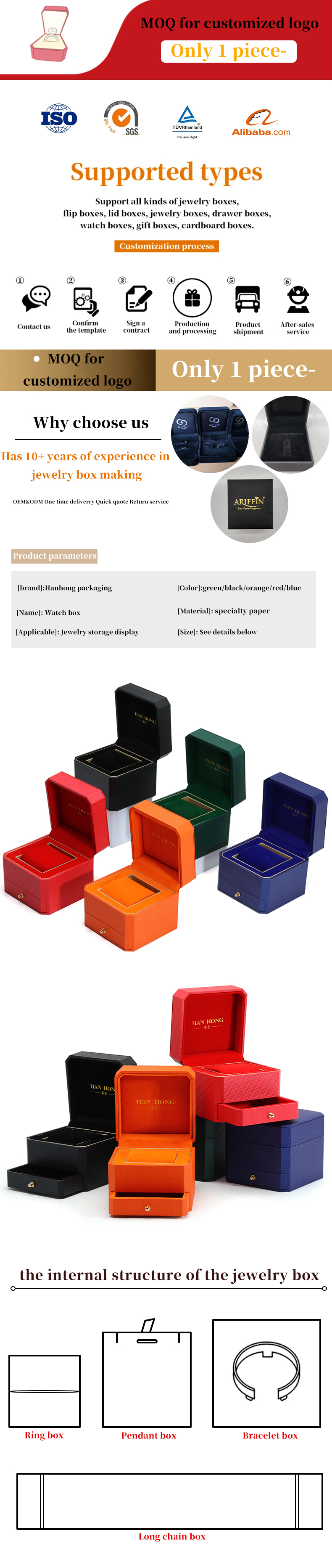Custom Logo Hard Paper Watch Box Packaging Luxury Storage Organizer With Drawer