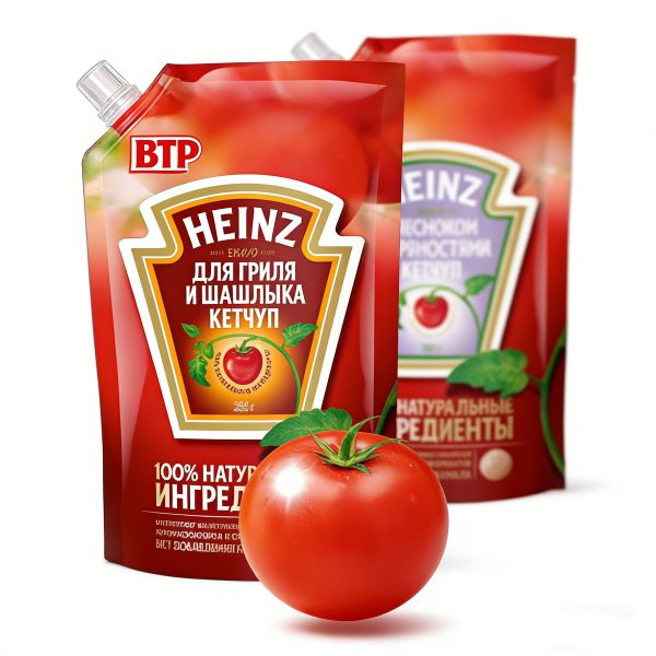 Custom Printed Food-Grade Ketchup Pouches with Spouts Leak Proof Squeezable Resealable for Home Cooking and Retail Sales