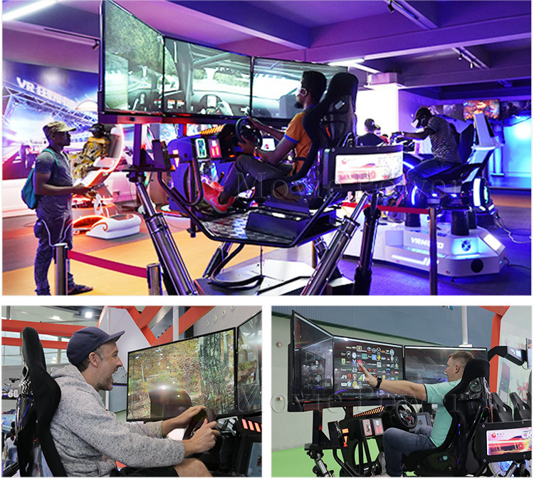 Portable 3 Screen Driving Simulator 6 DOF Racing Cars Arcade Dynamic Motion Drive Equipment