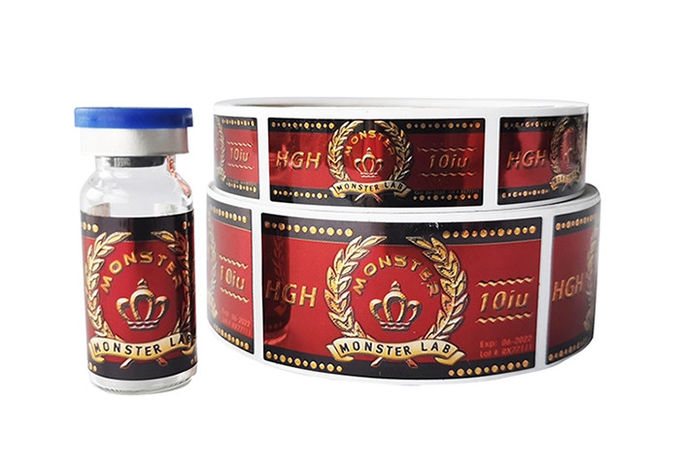 Full color printed glossy self adhesive vinyl PP PE PET pharma 10ml vial label