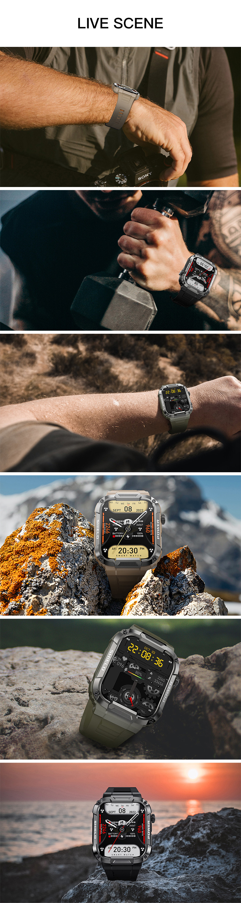 Anti Smashing Military Ip68 Waterproof Watch Rugged With Bluetooth Calling
