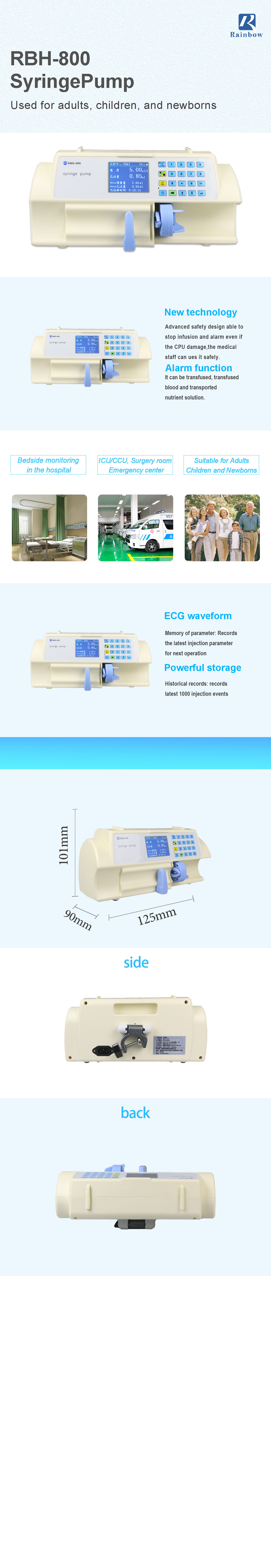 ISO Certificated Electric Syringe Pump Large Screen Display Auto Syringe Pump