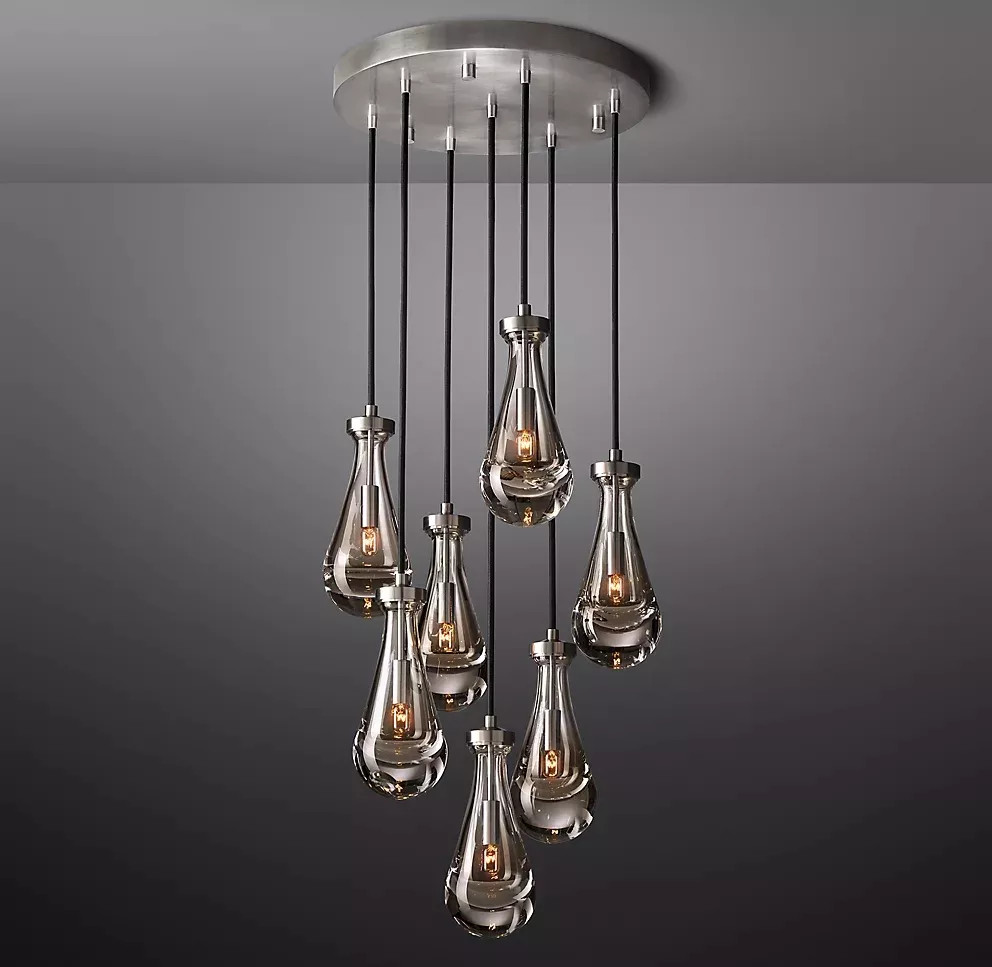 Modern Modern Brass Raindrop Rain Round Chandelier