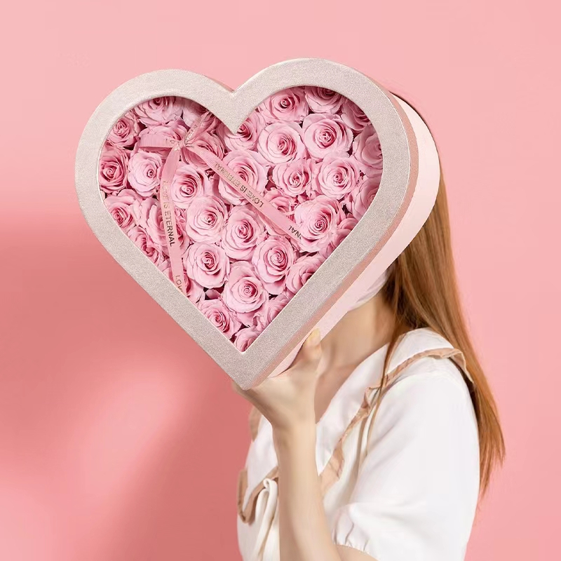 Stamping Printing Handling Heart Shaped Flower Packaging Boxes for Custom Arrangements