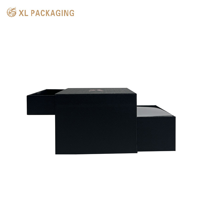 Custom Logo Paper Black Perfume Box Packaging Empty Perfume Boxes 2 Layers Drawer Cosmetic Gift Box
