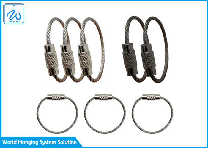 Nylon Stainless Steel Wire Rope Keychain TPU Cable Key Ring