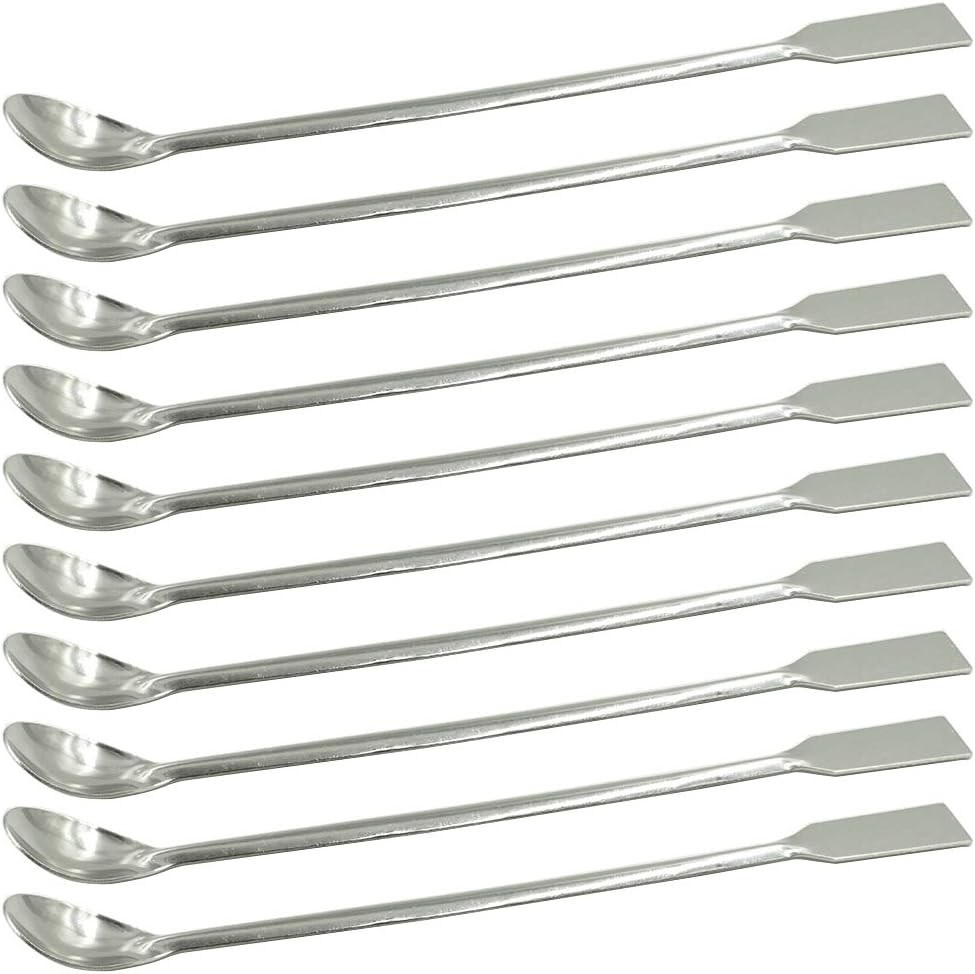 Stainless Steel Micro Lab Scoop Half Rounded Spoon Spatula Sampler With Vinyl Handle (9") Stainless Steel Micro Lab