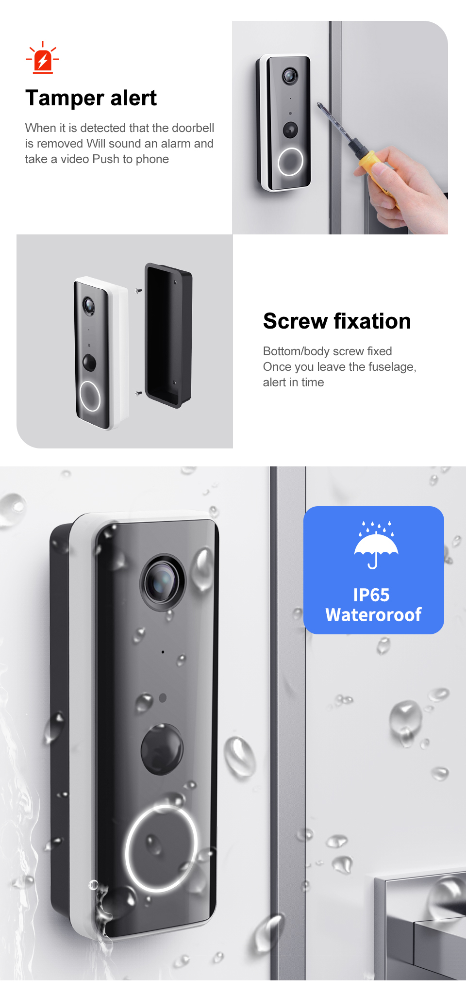 WiFi Two Way Intercom Tuya Smart Video Doorbell 1080P IP65 Waterproof
