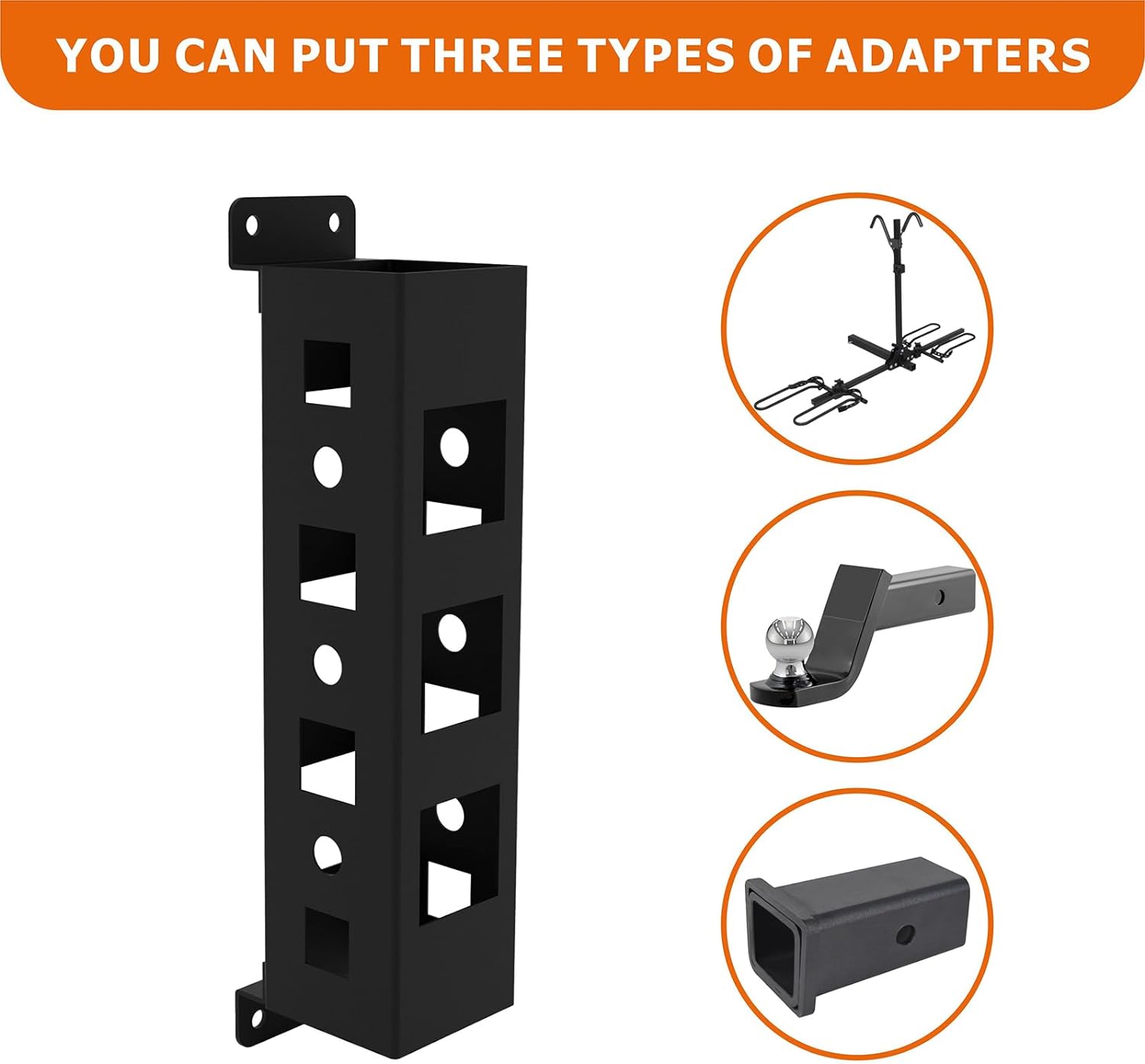 Hitch Wall Mounted 1" 1.25" 2" Hitch Receiver for Bicycle Ski Cargo Rack Storage Garage Organization