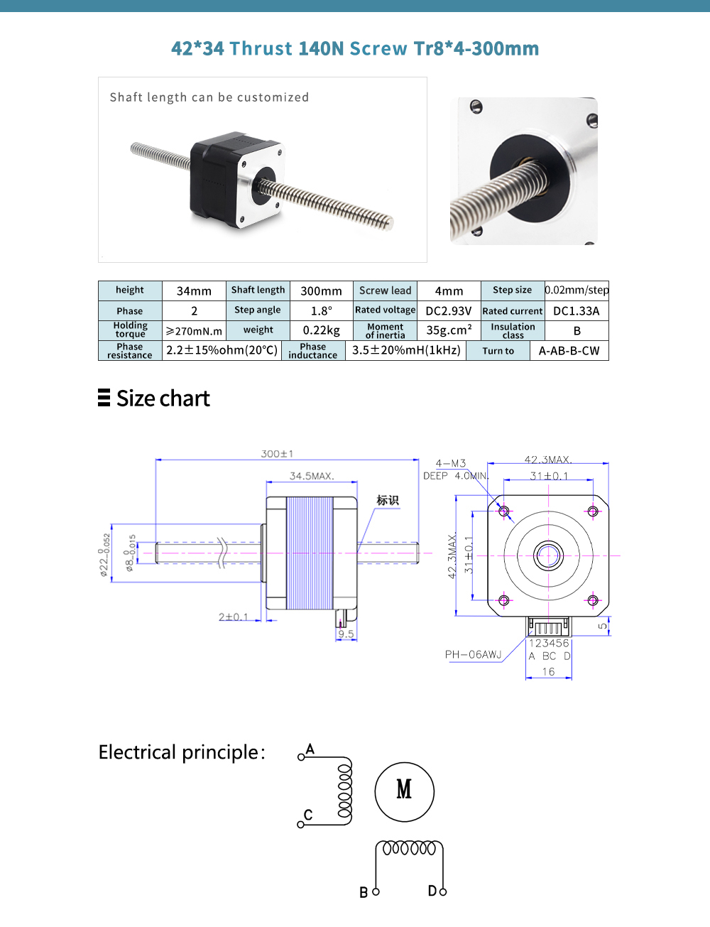 Customized Hybrid Nema 8 11 14 17 23 Lead Screw Linear Actuator for Medical Equipment