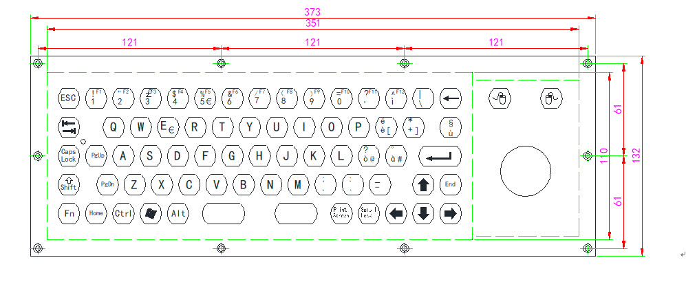 Backlit Type Industrial Keyboard With Trackball Dirt Proof Easy Installation