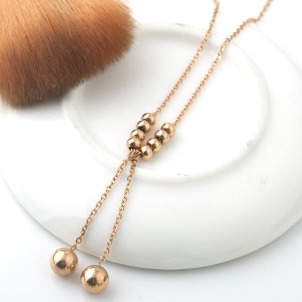 Round beads Stainless Steel Jewelry Necklace, Pendant bead necklaceswith rose