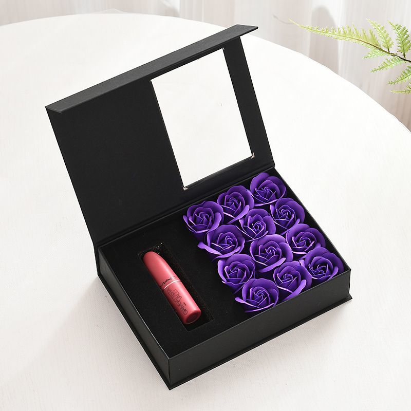 Elegant Black Color Custom Logo Printing Rigid Cardboard Jewelry Flower Gift Packaging Box