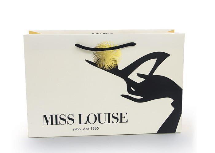Elegant Luxury Personalised Paper Bags Gold Hot Stamping Eco - Friendly