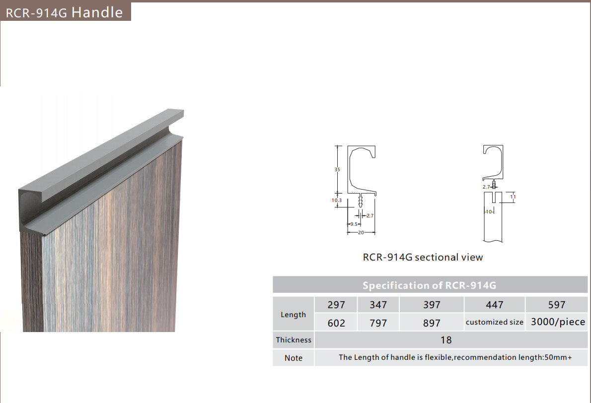 Kitchen Cupboard Anodized Gold Aluminum Furniture Hidden Handles G Shaped 447mm