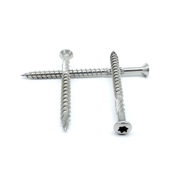 SS304 T25 Knuring Type17 Flat Wood Screws Torx Deck Screw With 6 Nibs