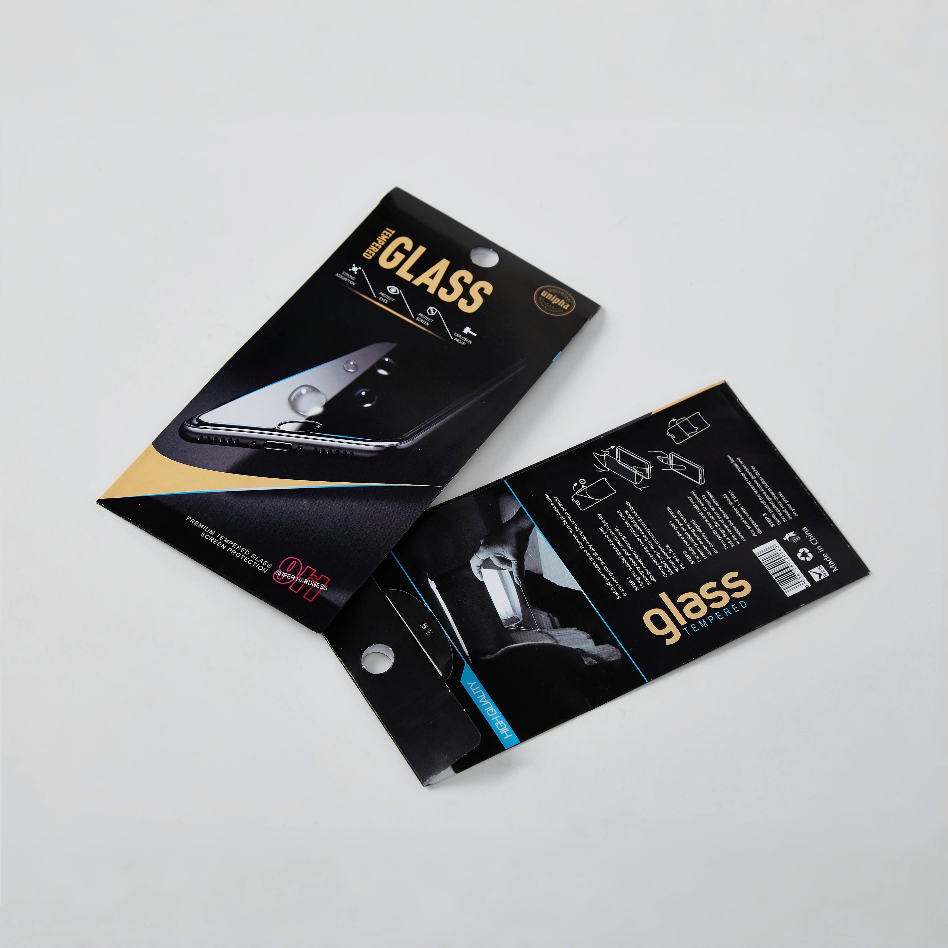 Mobile Phone Tempered Glass Screen Protector Packaging Box with Customized Shape
