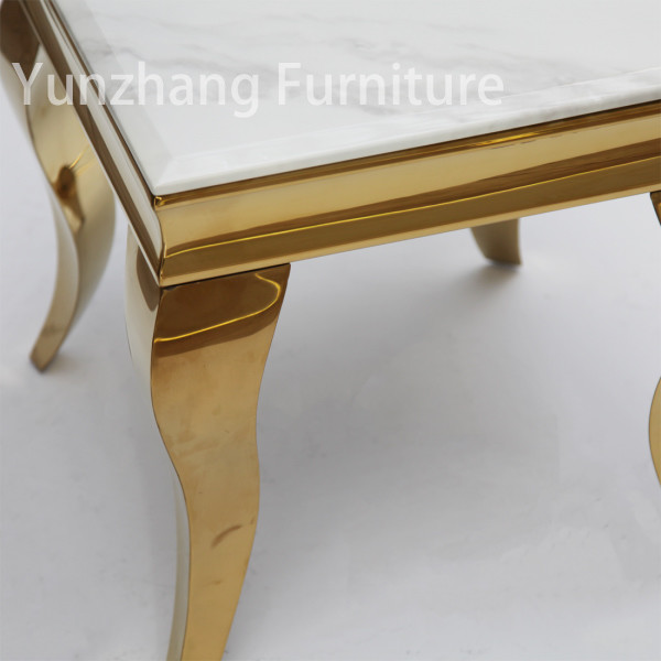 Gold Metal Base White Marble Table Scratch Resistant Sofa Decorated Table